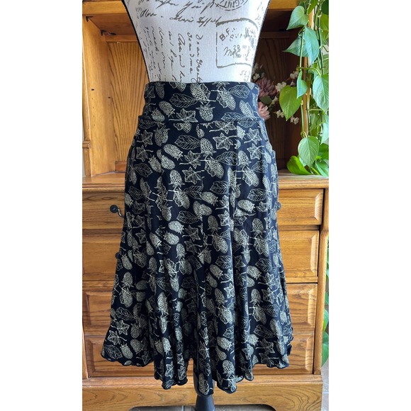 Effie's Heart Dresses & Skirts - Effie's Heart Black Raspberry Print Cotton Jersey Flare Skirt Pockets Medium